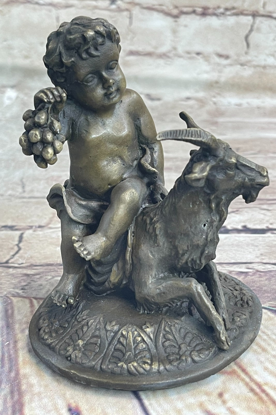 Handcrafted Urn Mythical Mythology Cherubs Baby Angel Bronze Sculpture Statue