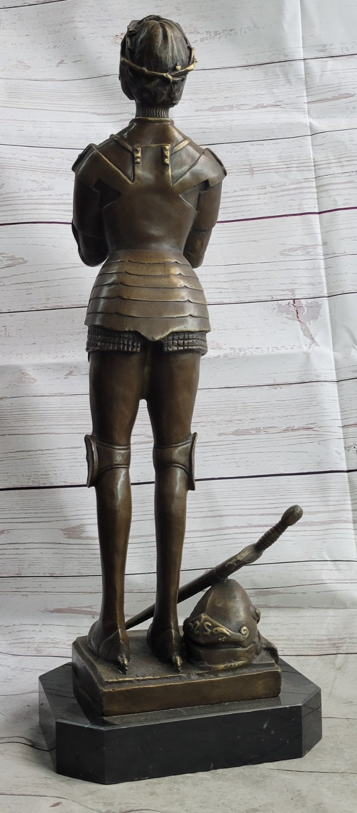 MAID ORLEANS FRENCH PRAYING HEROINE SOLDIER Bronze Sculpture Statue Figurine T