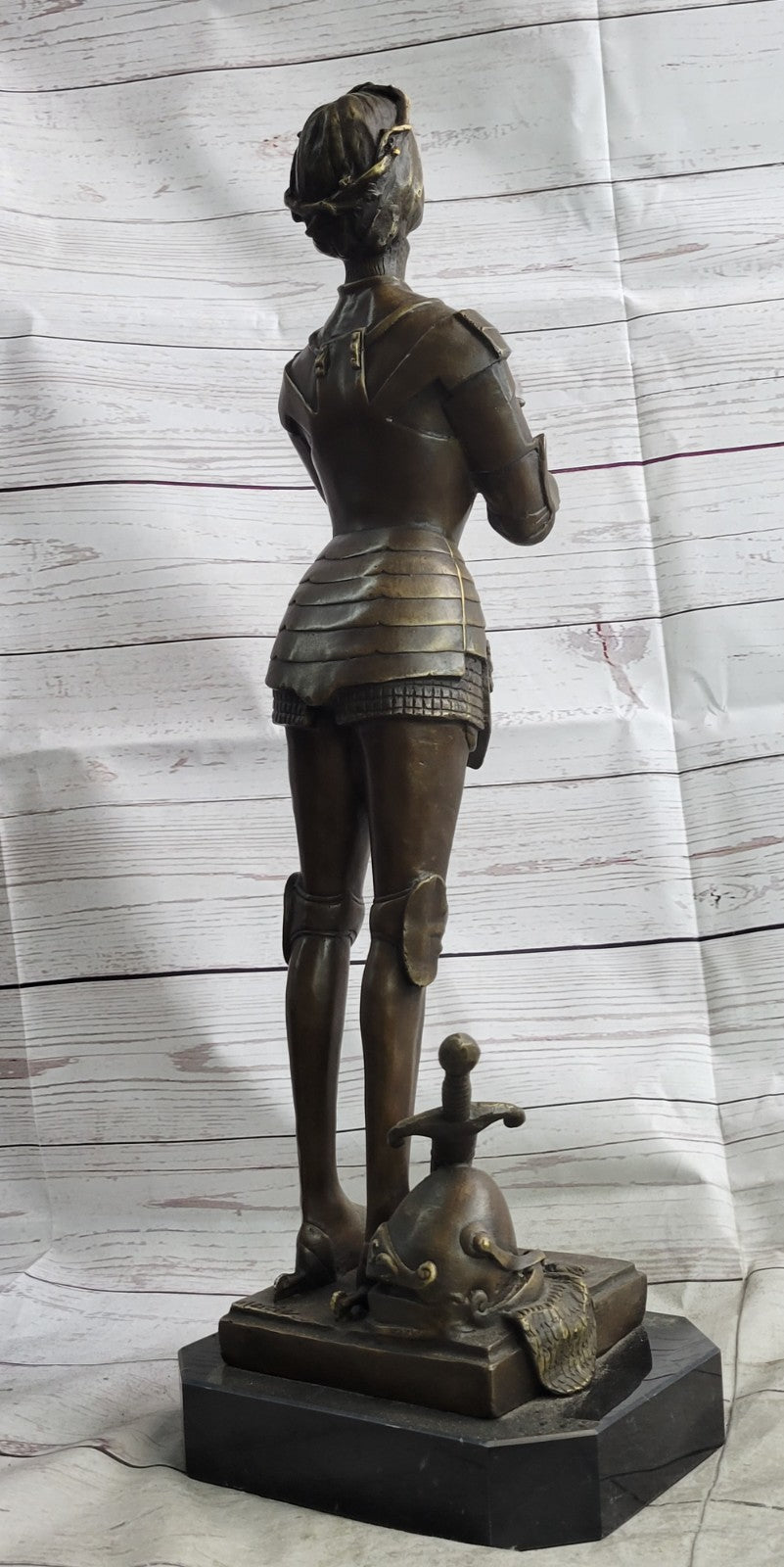 MAID ORLEANS FRENCH PRAYING HEROINE SOLDIER Bronze Sculpture Statue Figurine T