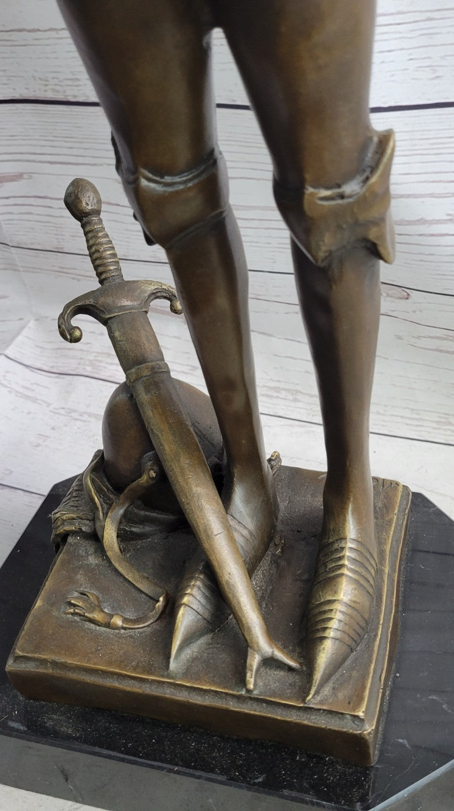 MAID ORLEANS FRENCH PRAYING HEROINE SOLDIER Bronze Sculpture Statue Figurine T