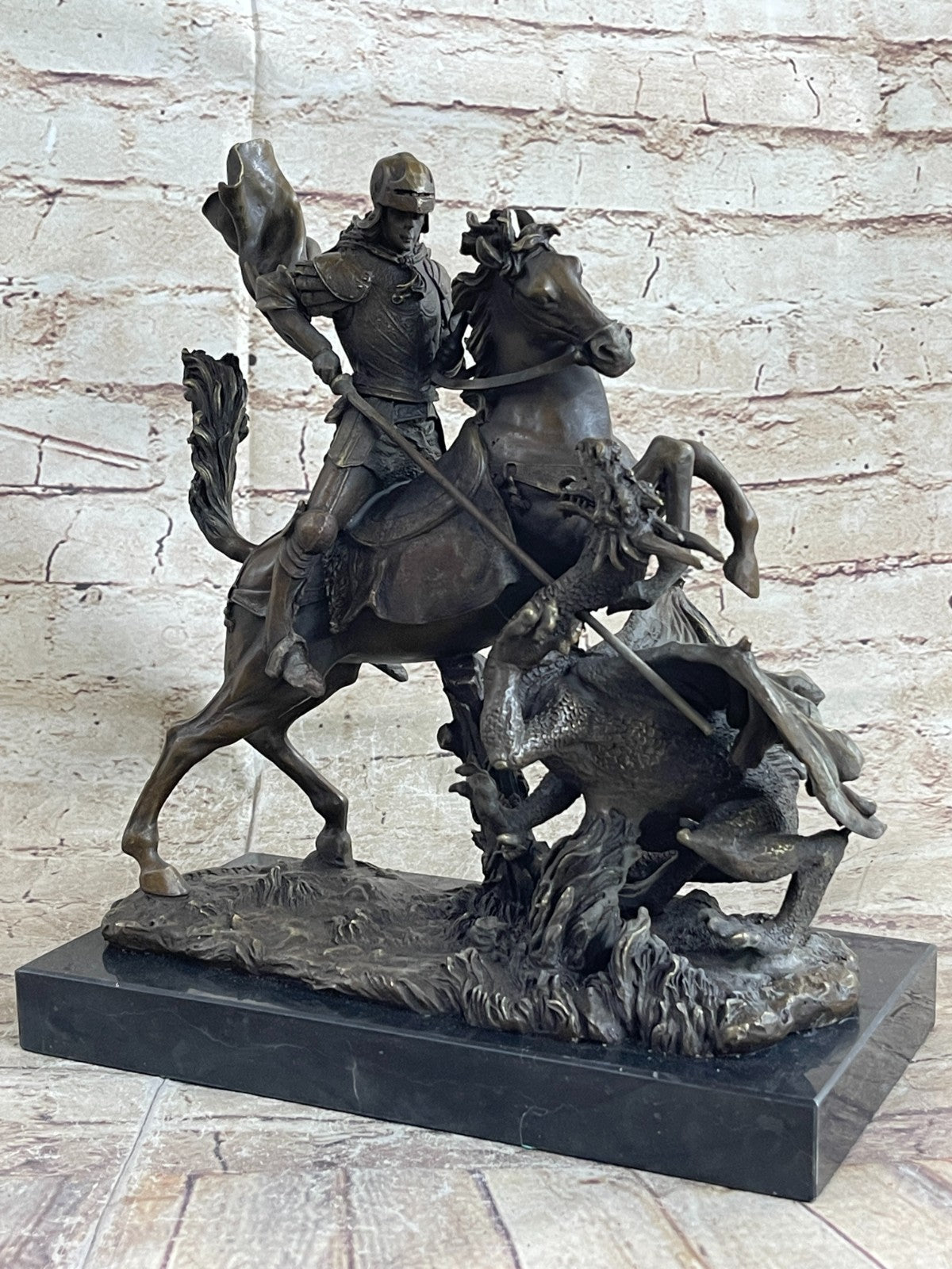 Magnificent Bronze Statue: Saint George on Horseback - Aldo Vitaleh Sculpture Sale