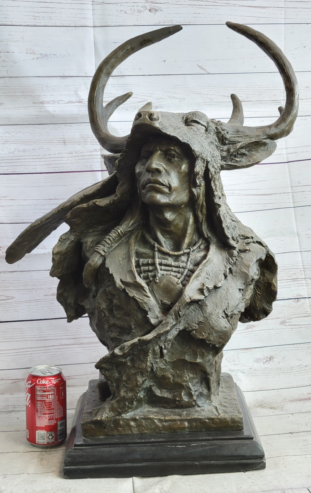 Native American Indian Chief Geronimo Bronze Bust Sculpture – Signed Milo – For Sale