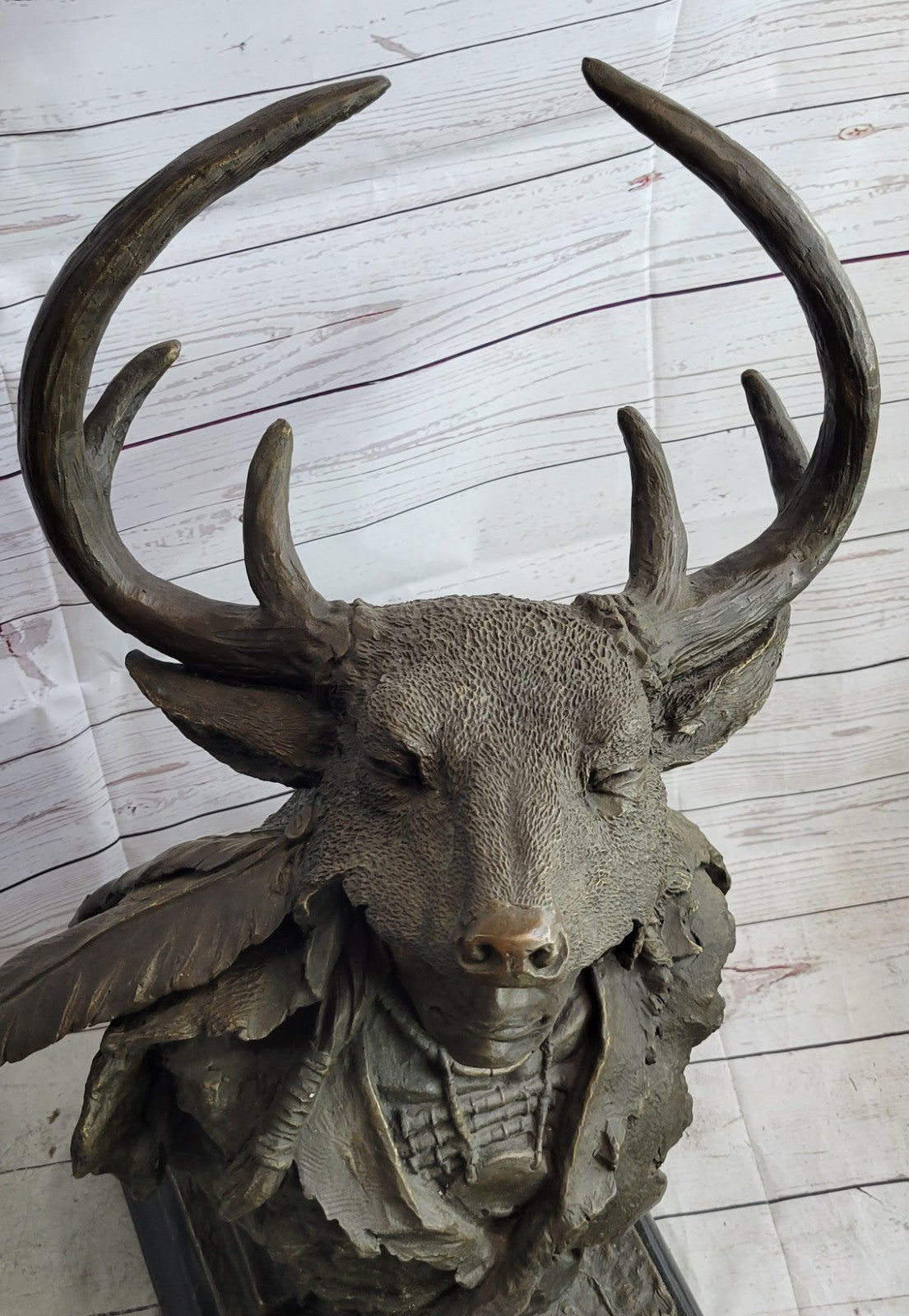 Native American Indian Chief Geronimo Bronze Bust Sculpture – Signed Milo – For Sale