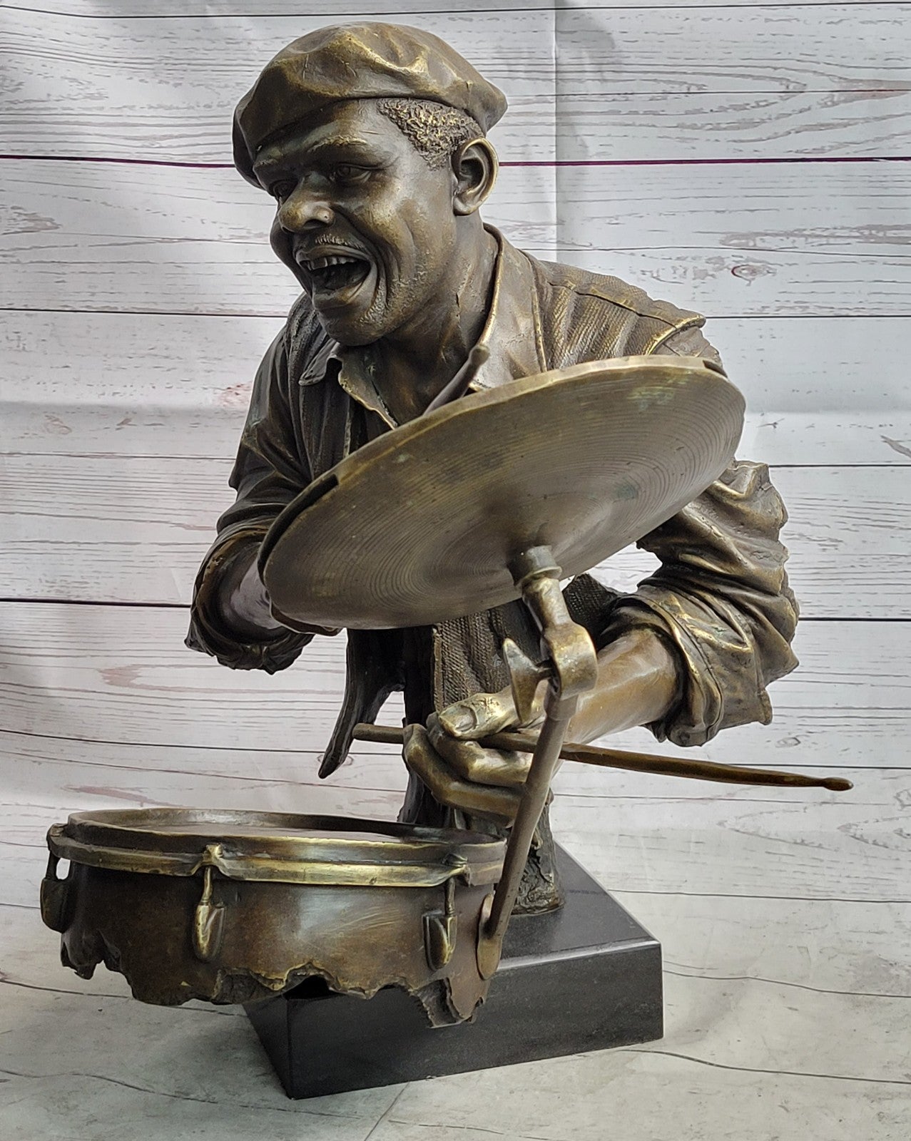 Hand Made Detailed Drum Player by Lost Wax Method Sculpture Home Decoration