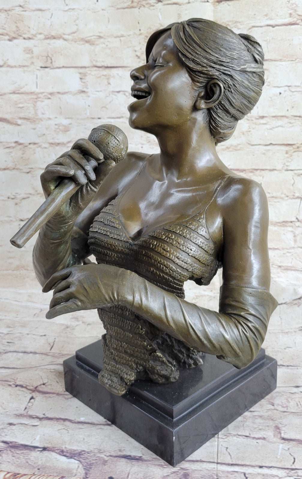 Buy 15" Bronze Female Singer Bust Sculpture – Art Statue Sale