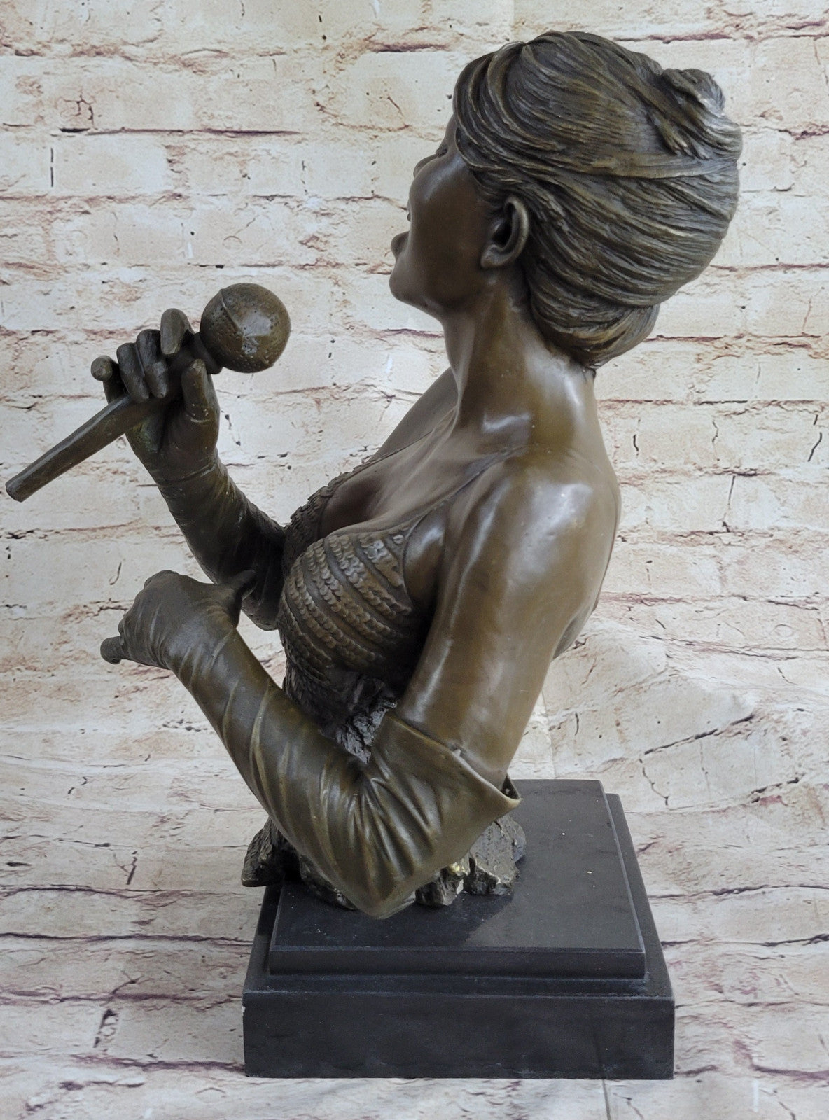 Buy 15" Bronze Female Singer Bust Sculpture – Art Statue Sale
