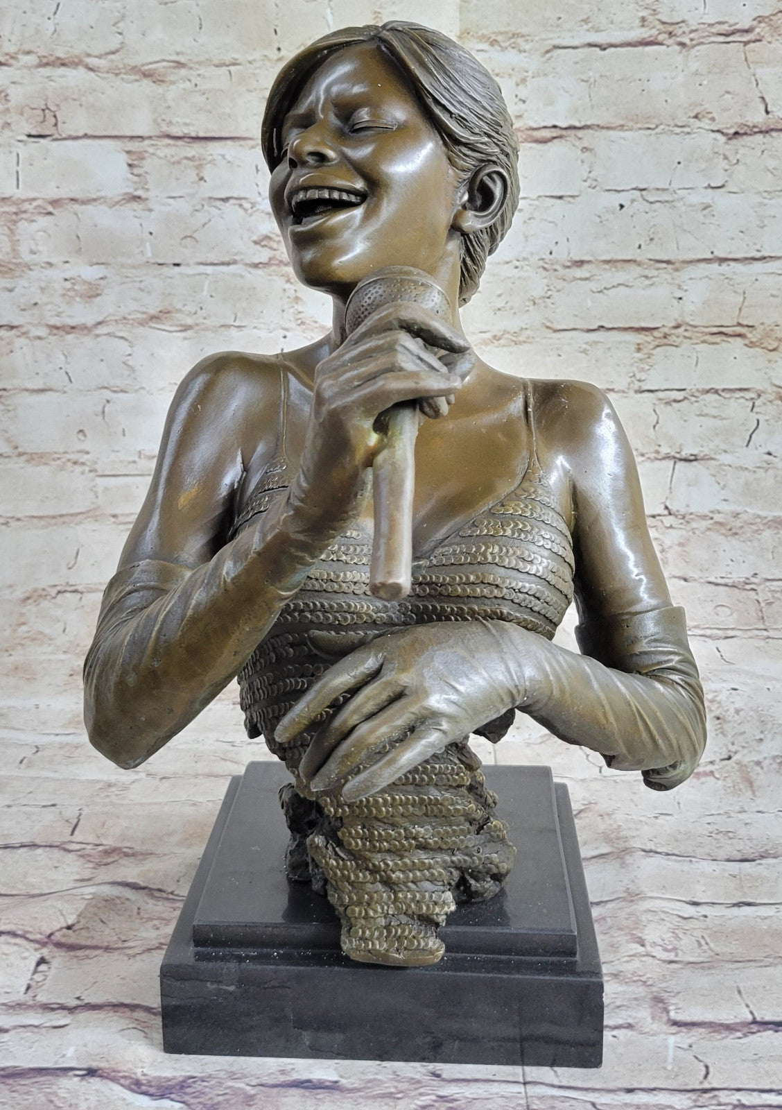15" Bronze ART STATUE Famous female singer notability beauty bust Sculpture