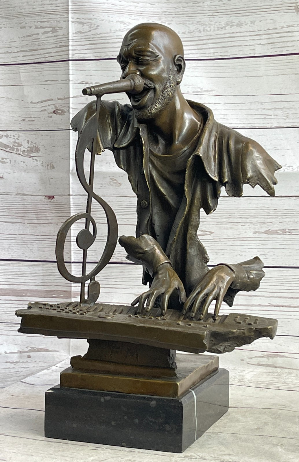 MALE SINGER Bronze Statuette JAZZ BAND Collection, 17" Tall, European Studio Gift