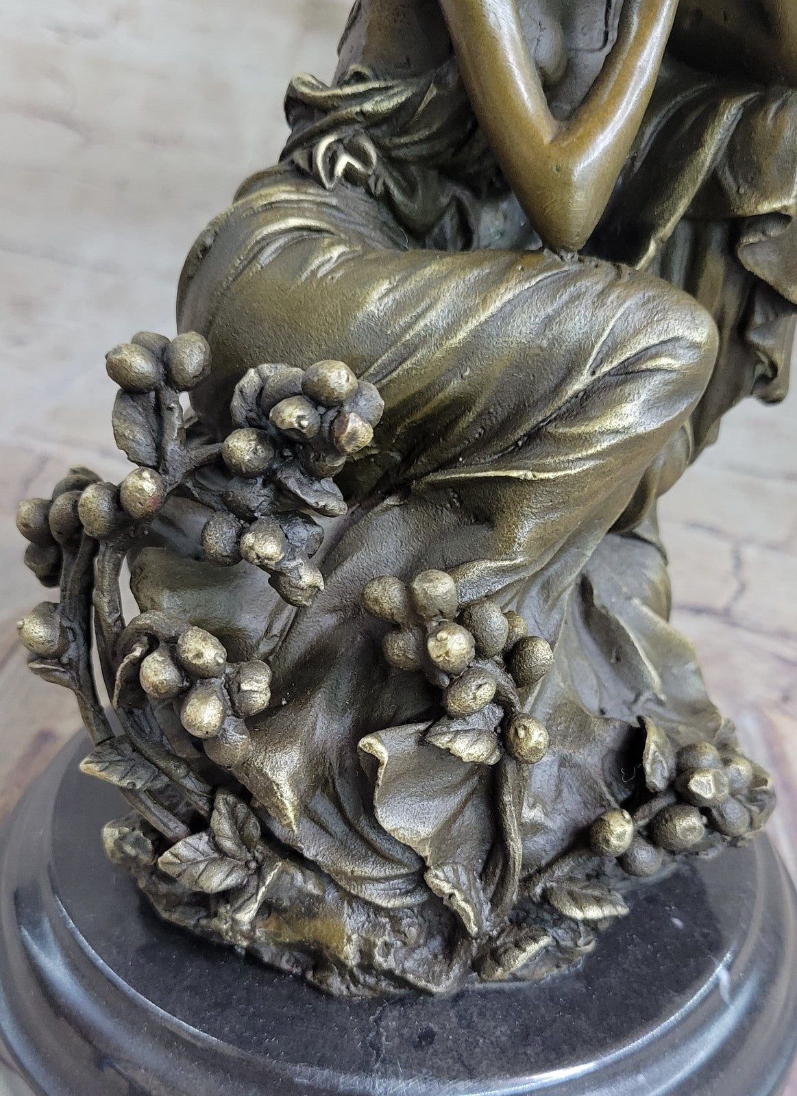Western Art Deco Sculpture Abstract Woman Lady Thinking Bronze Statue Signed