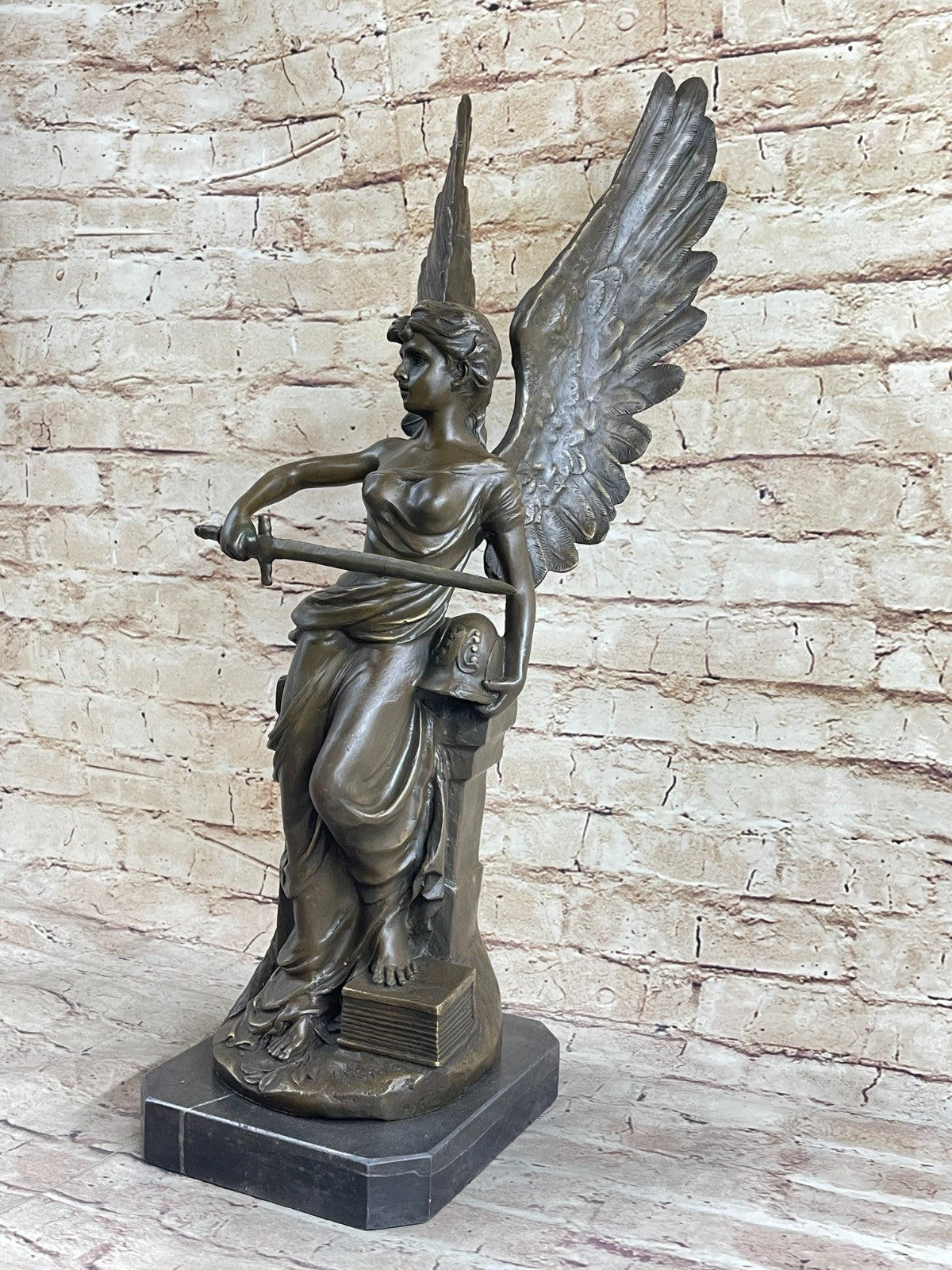 Handcrafted bronze sculpture SALE Hero Wisdom Peace Goddess Athena Marble