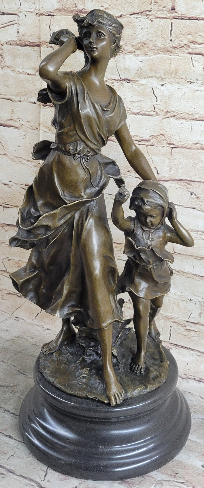 Beautiful Vintage Bronze Figurine - Mother & Baby/Child - Estate - Hot Cast Sale