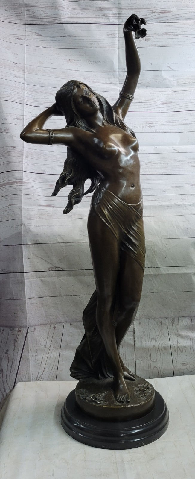 Exquisite Large Bronze Sculpture: Handcrafted Nude Venus by Moreau Lost Wax Method