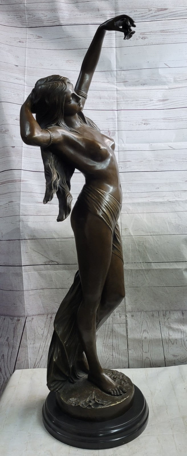 Exquisite Large Bronze Sculpture: Handcrafted Nude Venus by Moreau Lost Wax Method