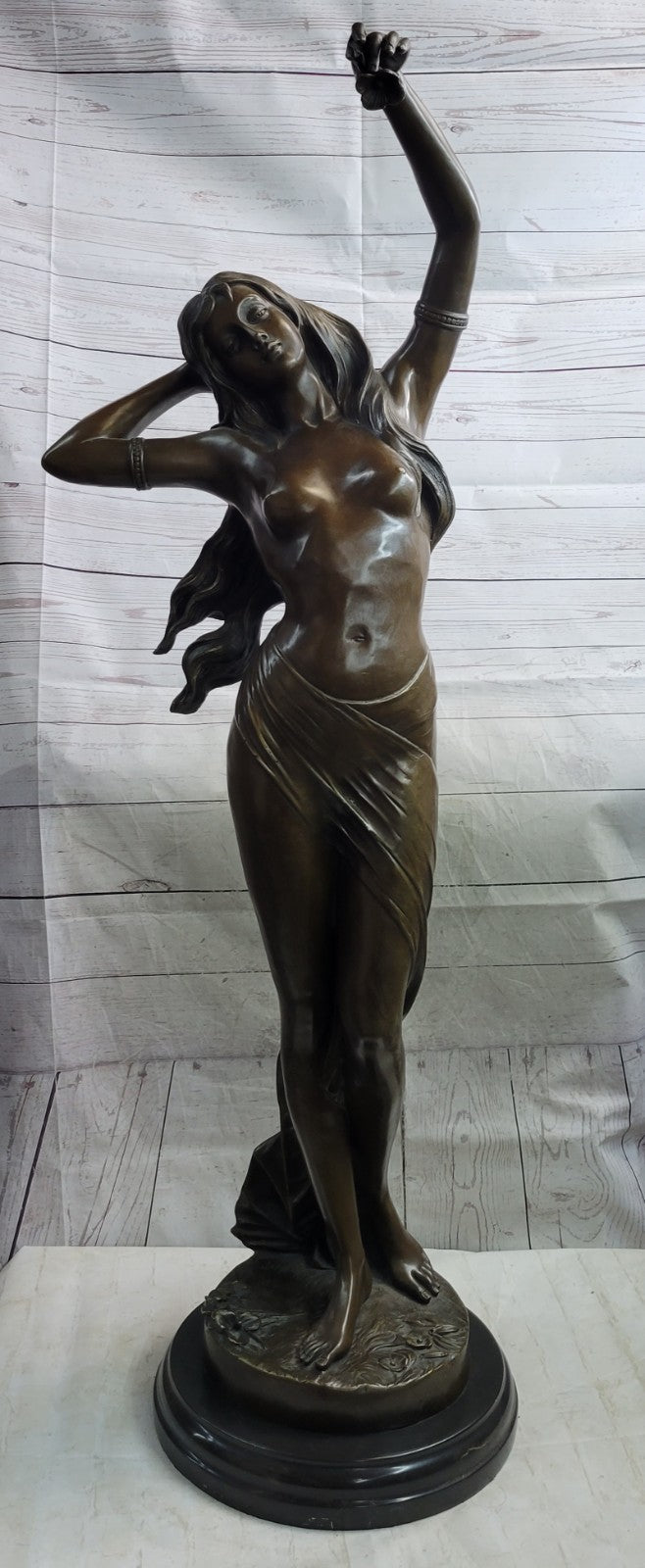 Exquisite Large Bronze Sculpture: Handcrafted Nude Venus by Moreau Lost Wax Method