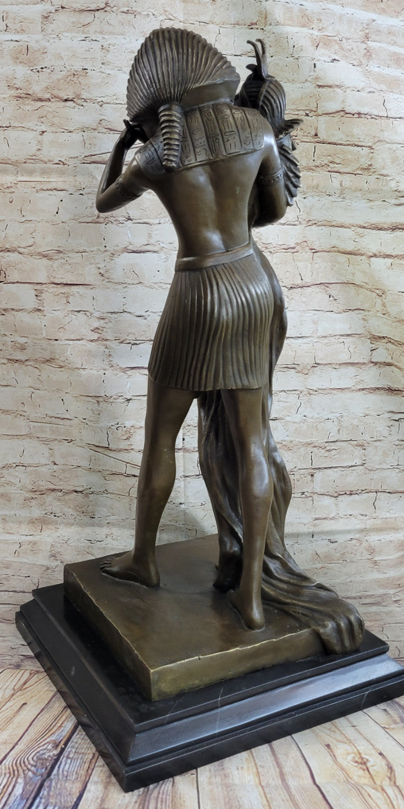 Egyptian Royal Family Extra Large Bronze Sculpture Marble Base Figurine