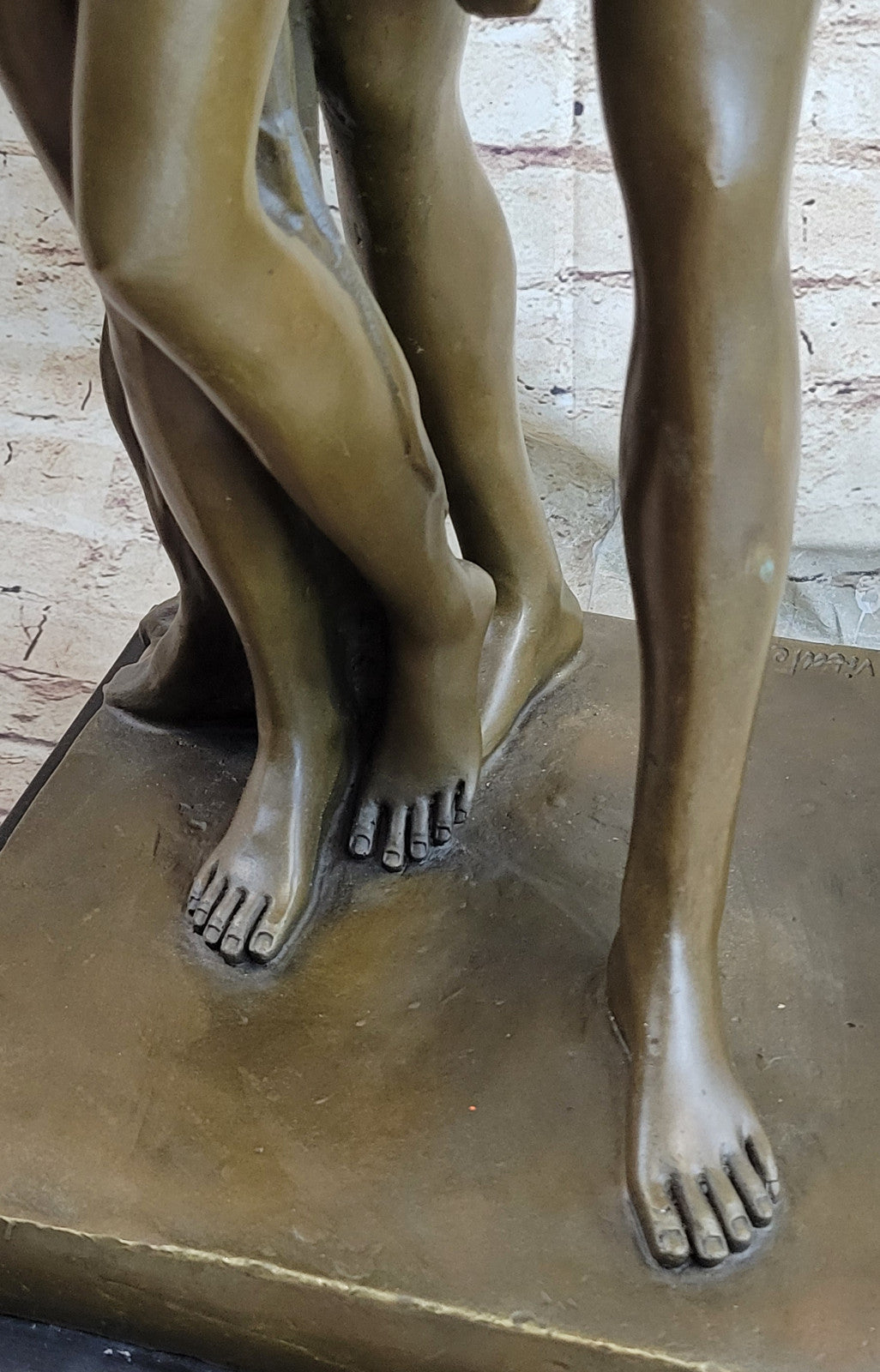 Egyptian Royal Family Extra Large Bronze Sculpture Marble Base Figurine