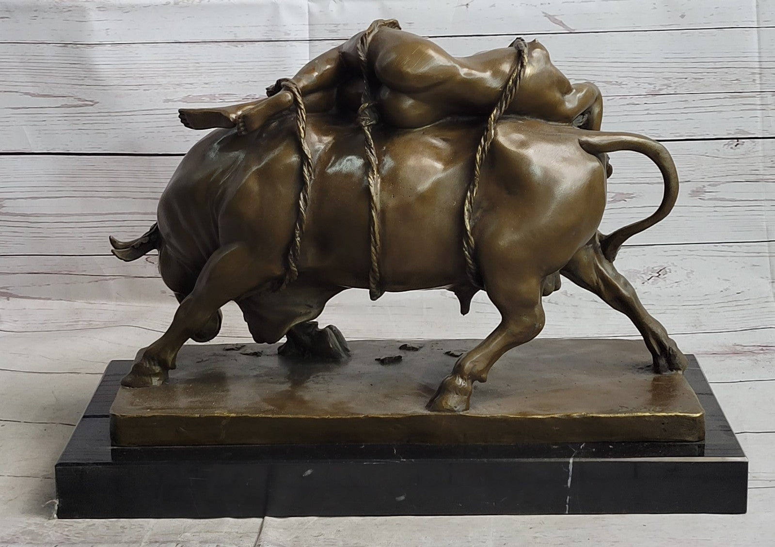 Handcrafted bronze sculpture SALE Bul Wild On Resting Lady Nude Original Signed