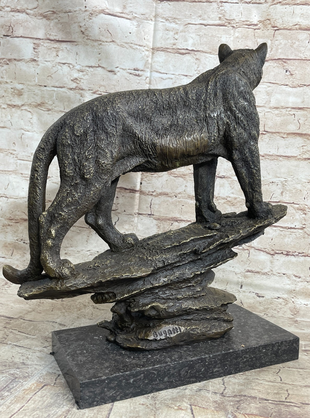 Jaguar Panther Leopard Cougar Big Cat Collector Artwork Bronze Statue Bugatti