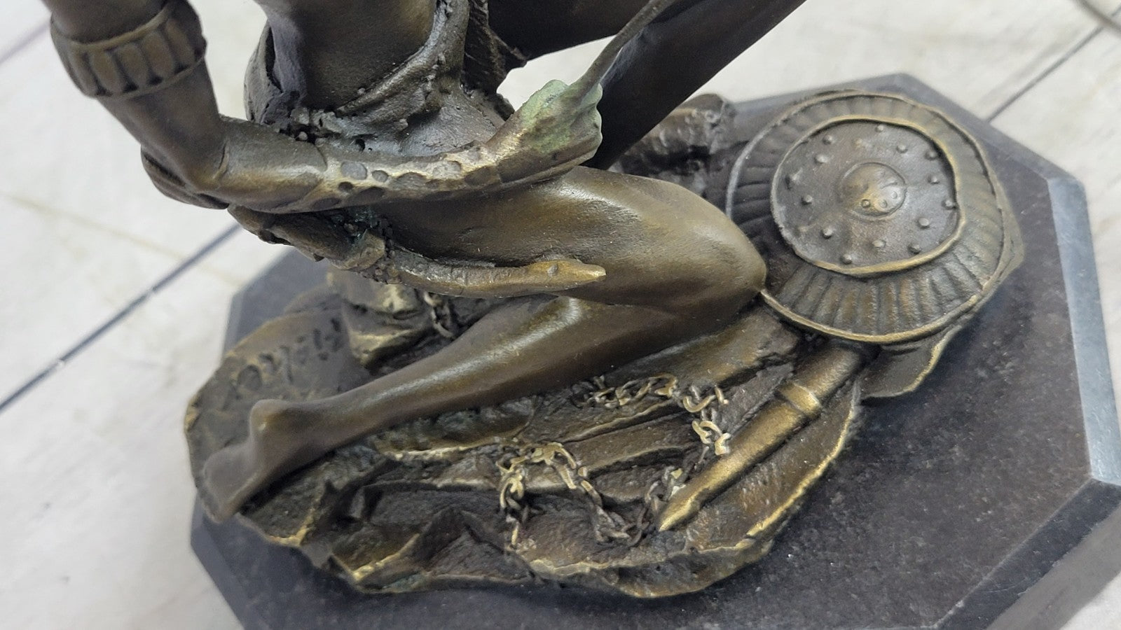 Handcrafted bronze sculpture SALE Sword With Woman Nude "Amazon" Signed Decor