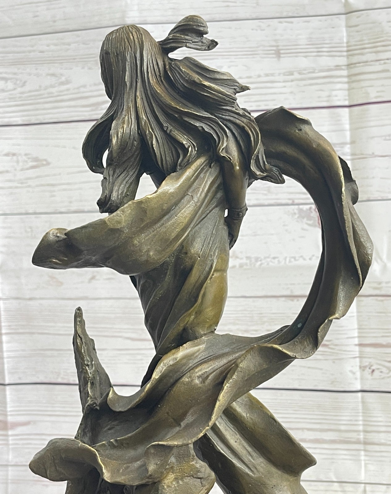 Jean Patoue Sexy Nude Woman Swirl in Fabric Bronze Sculpture Hot Cast Figurine