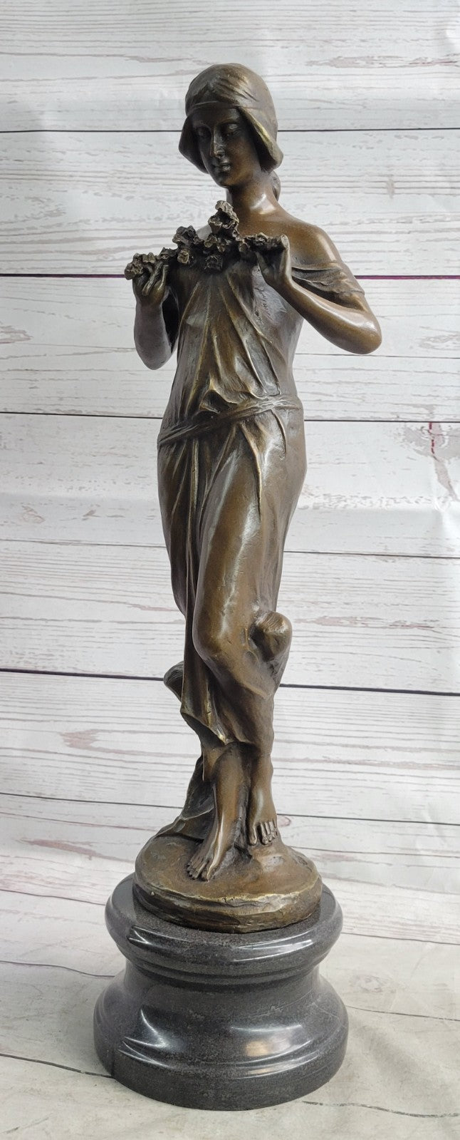 Collectible Art Deco Bronze Figurine of a Woman, Representing the Essence of Spring Sculpture