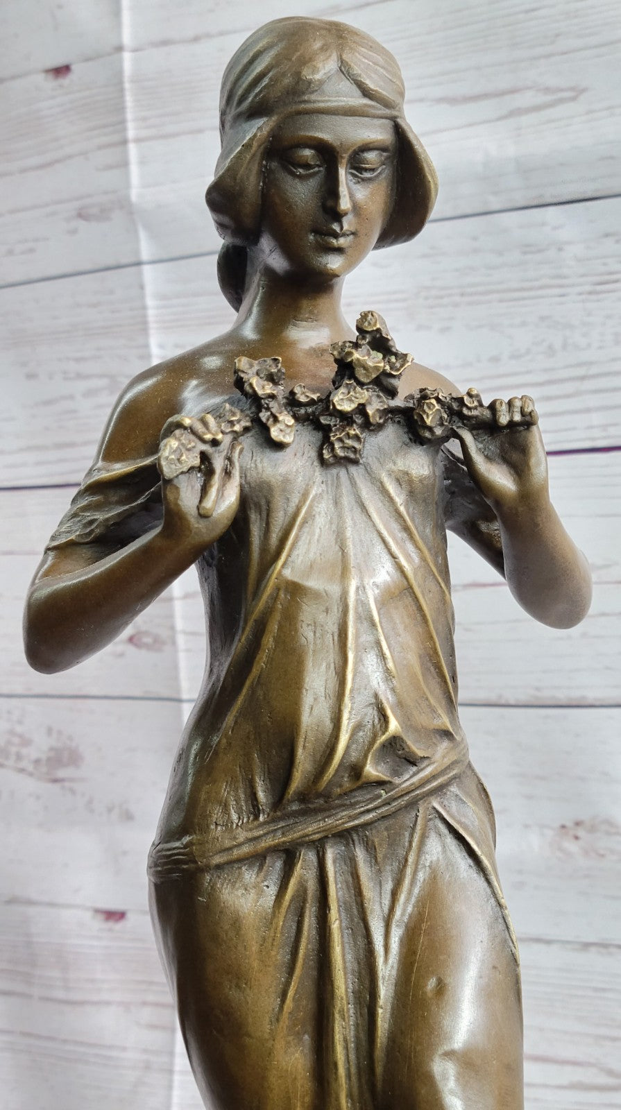 Collectible Art Deco Bronze Figurine of a Woman, Representing the Essence of Spring Sculpture
