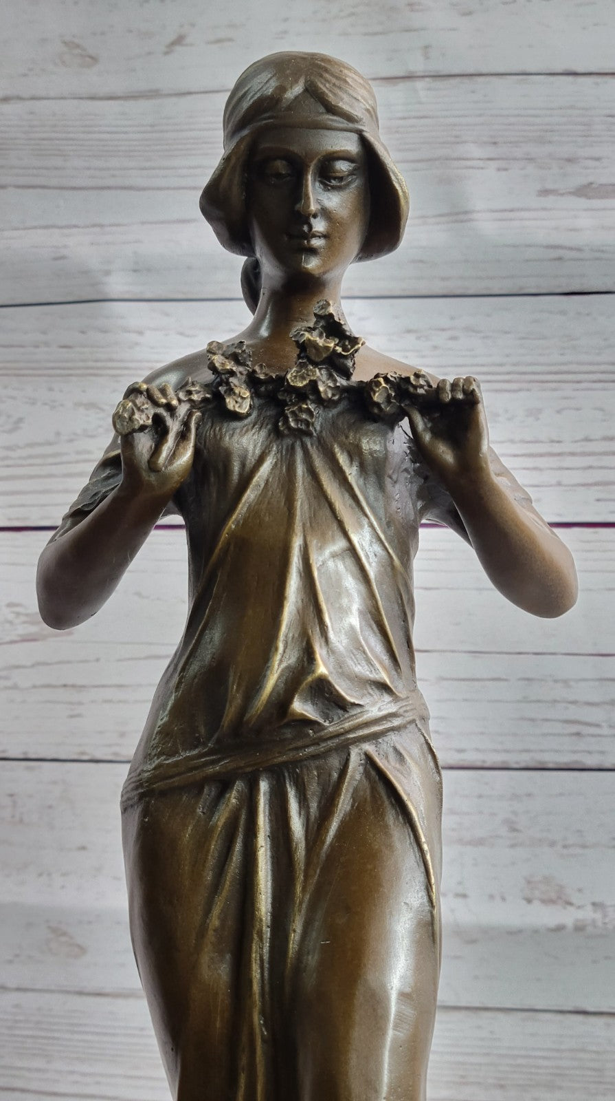 Collectible Art Deco Bronze Figurine of a Woman, Representing the Essence of Spring Sculpture