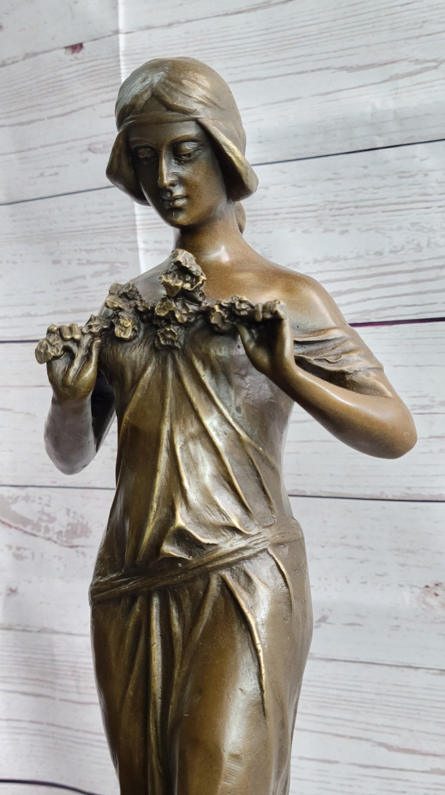 Collectible Art Deco Bronze Figurine of a Woman, Representing the Essence of Spring Sculpture