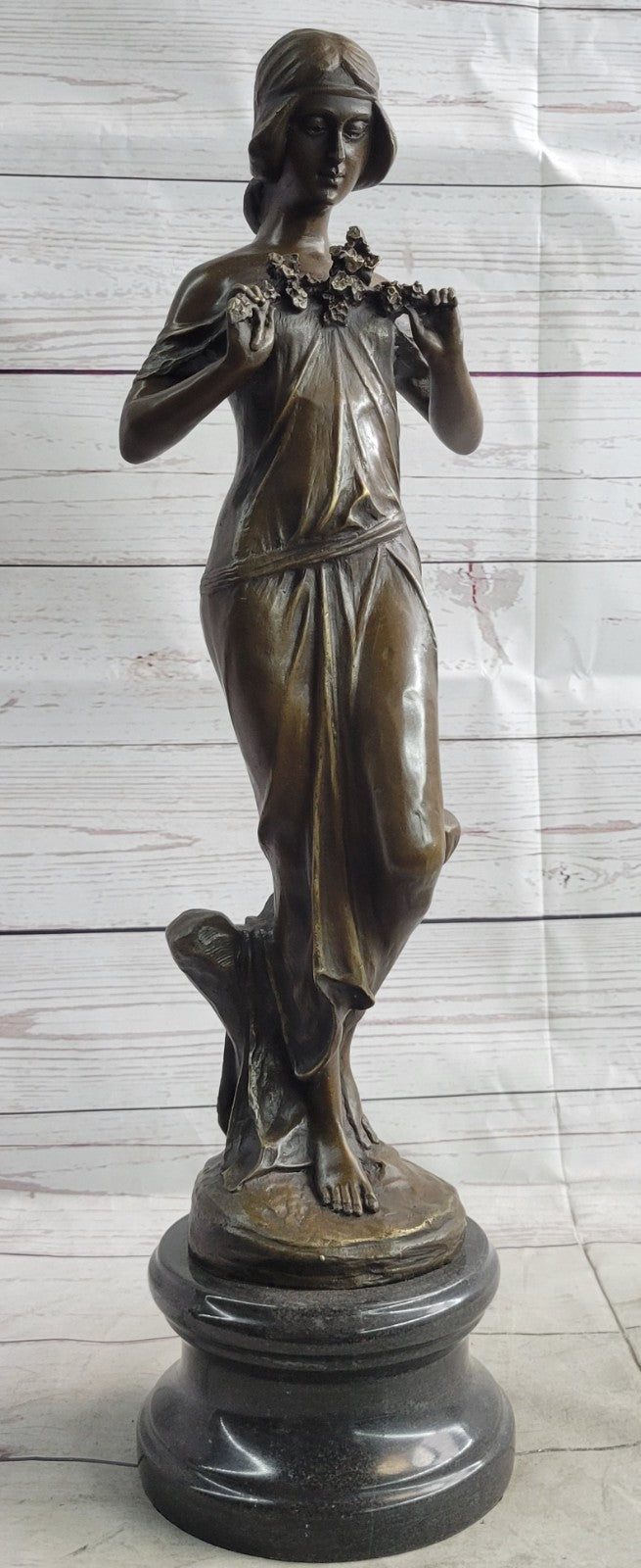 Collectible Art Deco Bronze Figurine of a Woman, Representing the Essence of Spring Sculpture