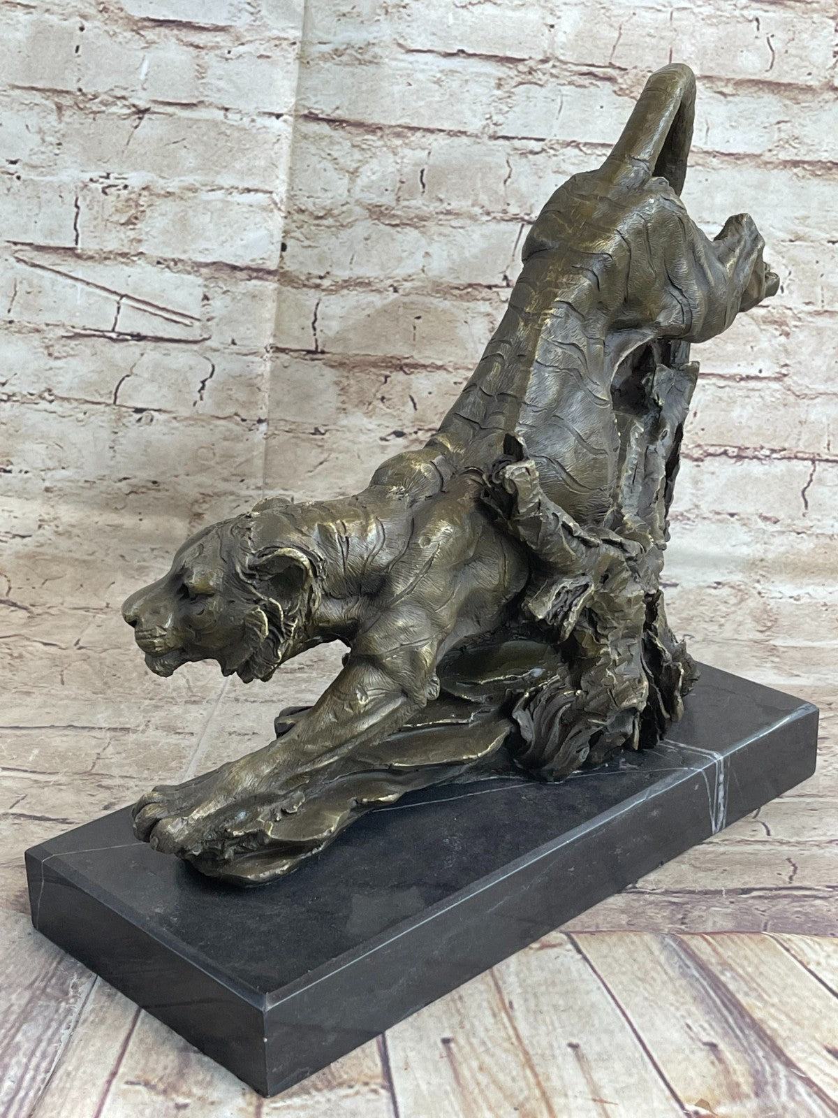 18" classical bronze modern art sculpture beast animal a tiger statue Decorative