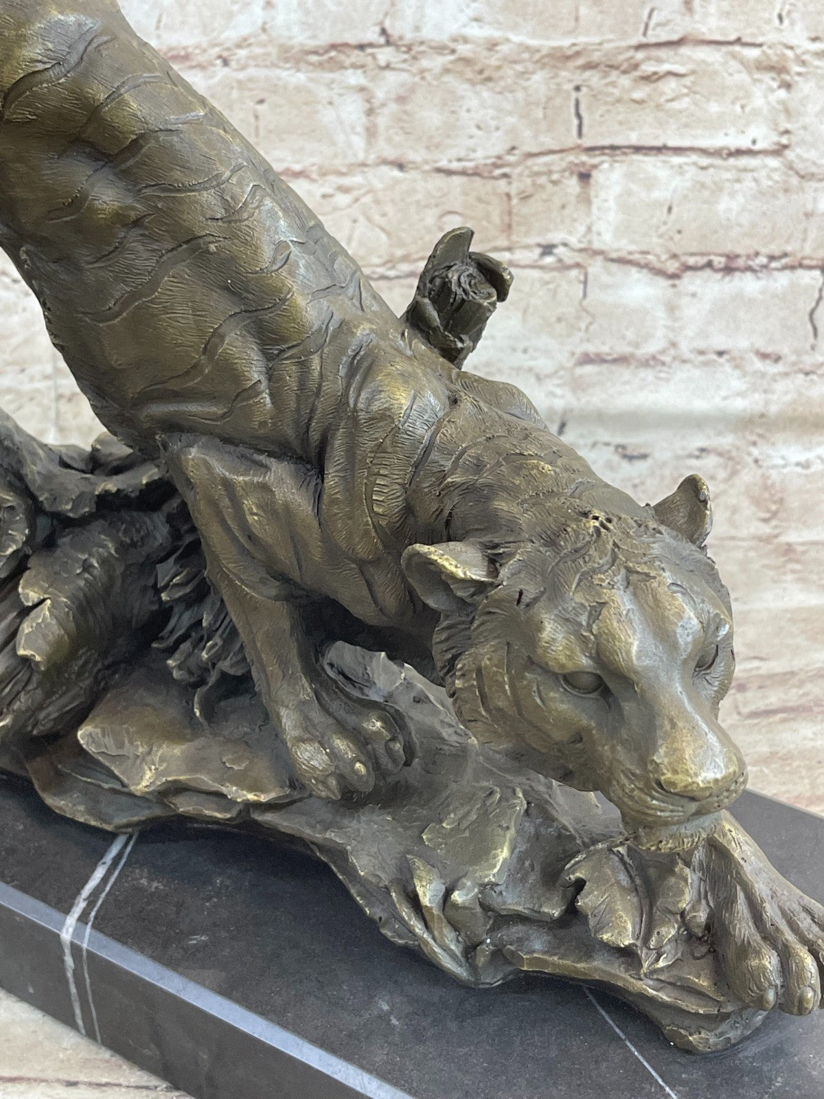 18" classical bronze modern art sculpture beast animal a tiger statue Decorative