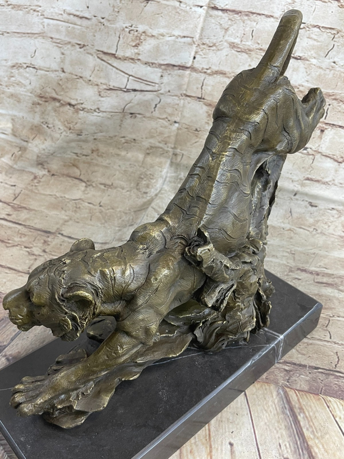 18" classical bronze modern art sculpture beast animal a tiger statue Decorative