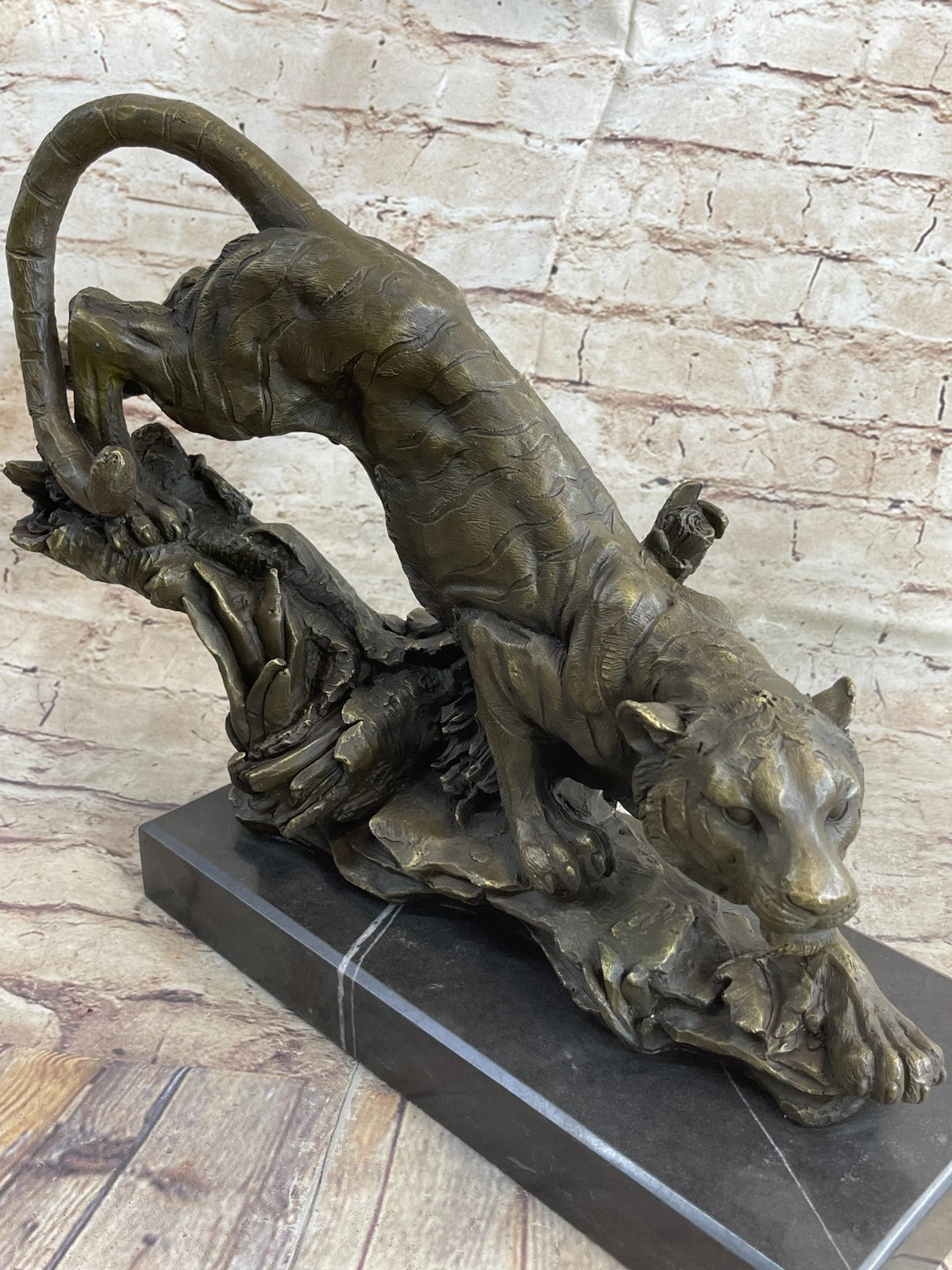 18" classical bronze modern art sculpture beast animal a tiger statue Decorative