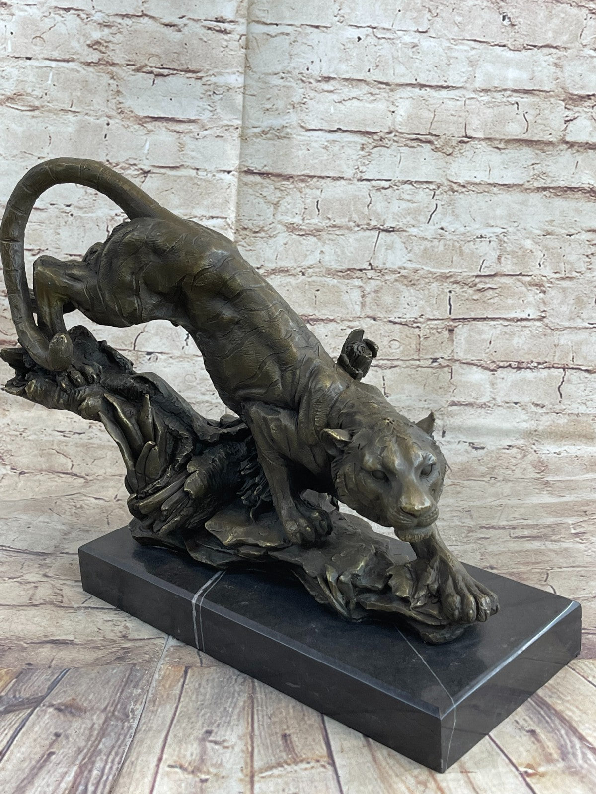 18" classical bronze modern art sculpture beast animal a tiger statue Decorative