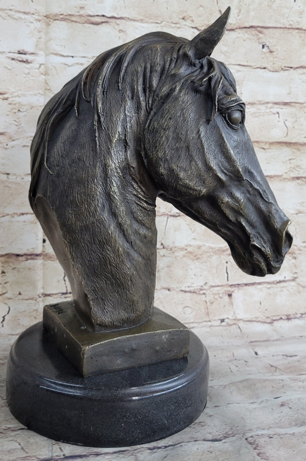 Handcrafted bronze sculpture SALE Head Horse Bust Unique Barye Signed Figurine
