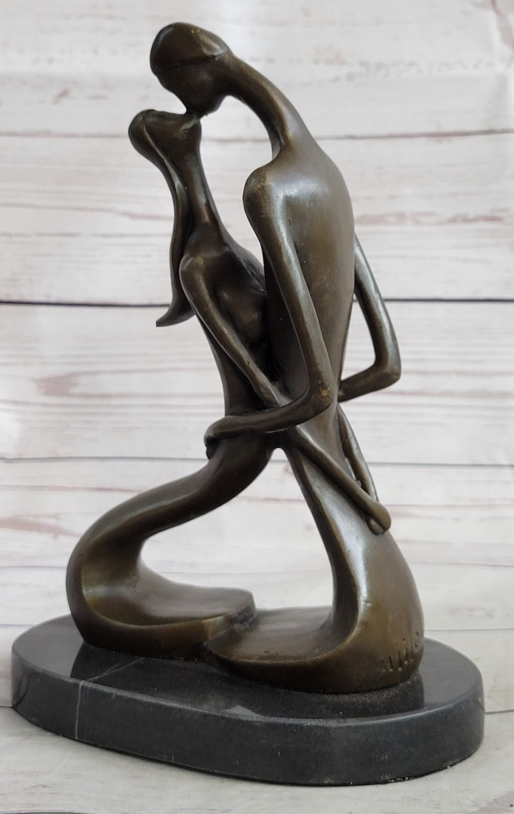 100% Real Bronze Sculpture Nude Lovers Couple Erotic Sexy Art Deco Abstract SALE