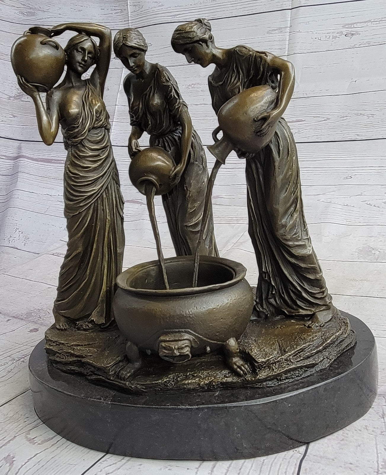 Buy Nude German Bronze Art Deco Lamp – Three Dancing Ladies Sculpture with Original Patina