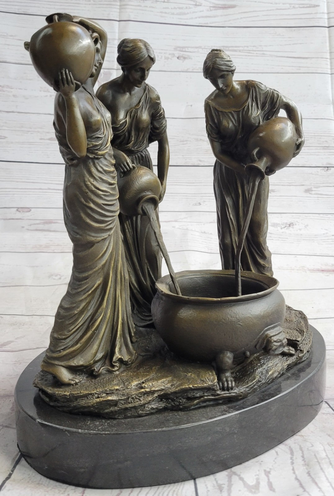 Buy Nude German Bronze Art Deco Lamp – Three Dancing Ladies Sculpture with Original Patina