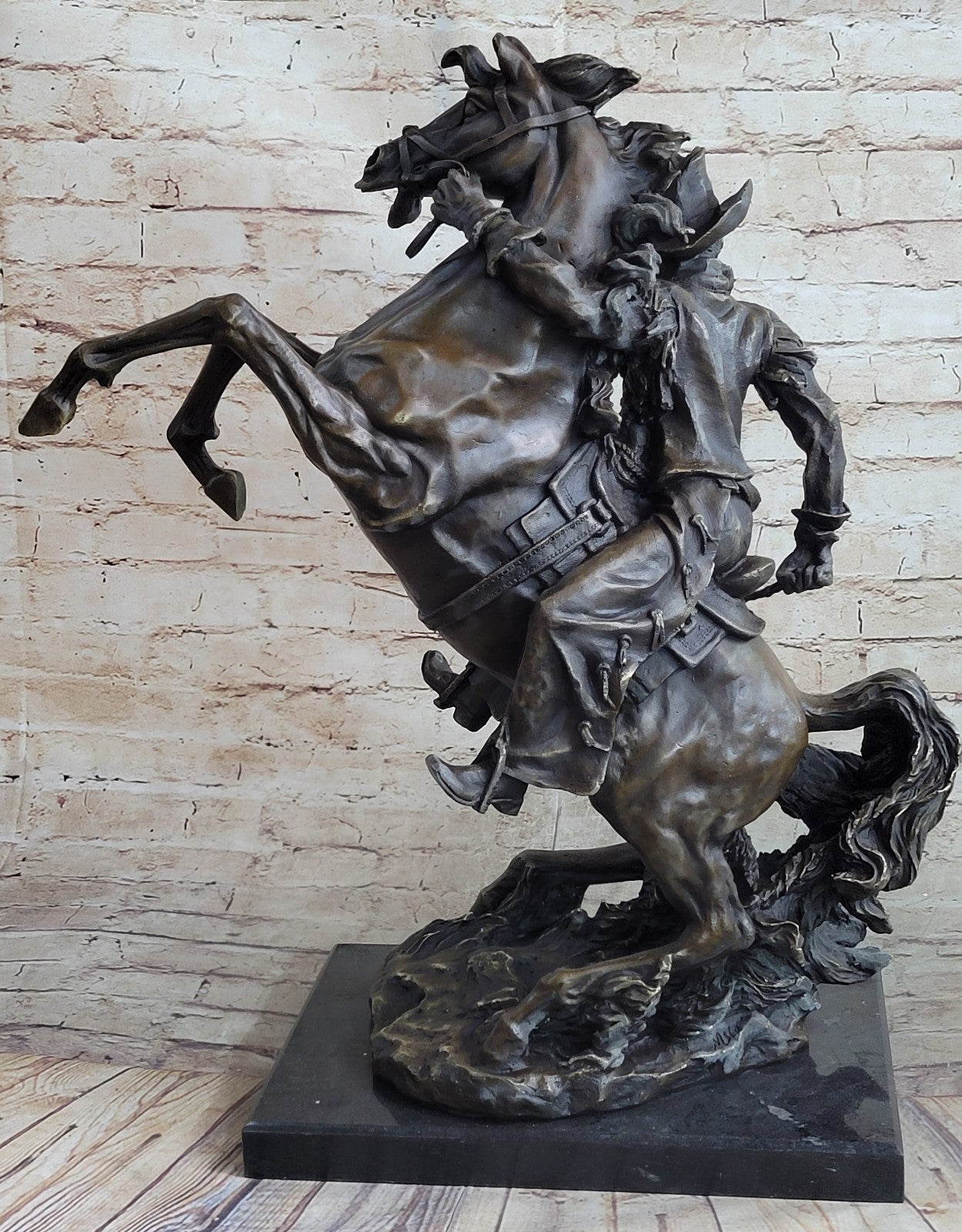 Miguel Lopez Large Original Western Bronze Sculpture Twister Signed Cowboy Horse
