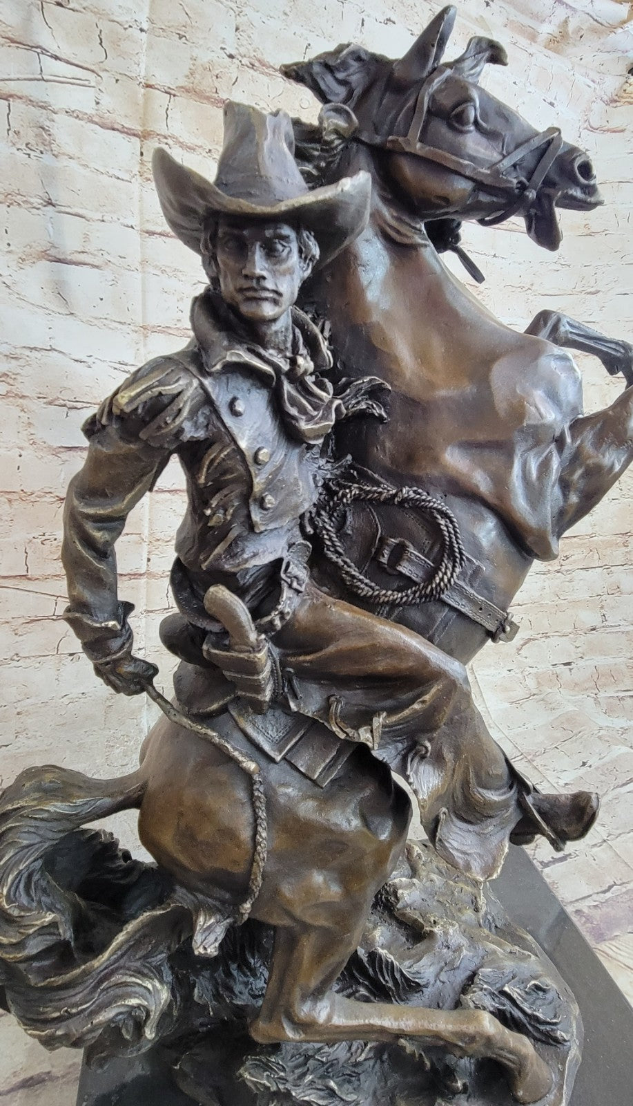 Miguel Lopez Large Original Western Bronze Sculpture Twister Signed Cowboy Horse