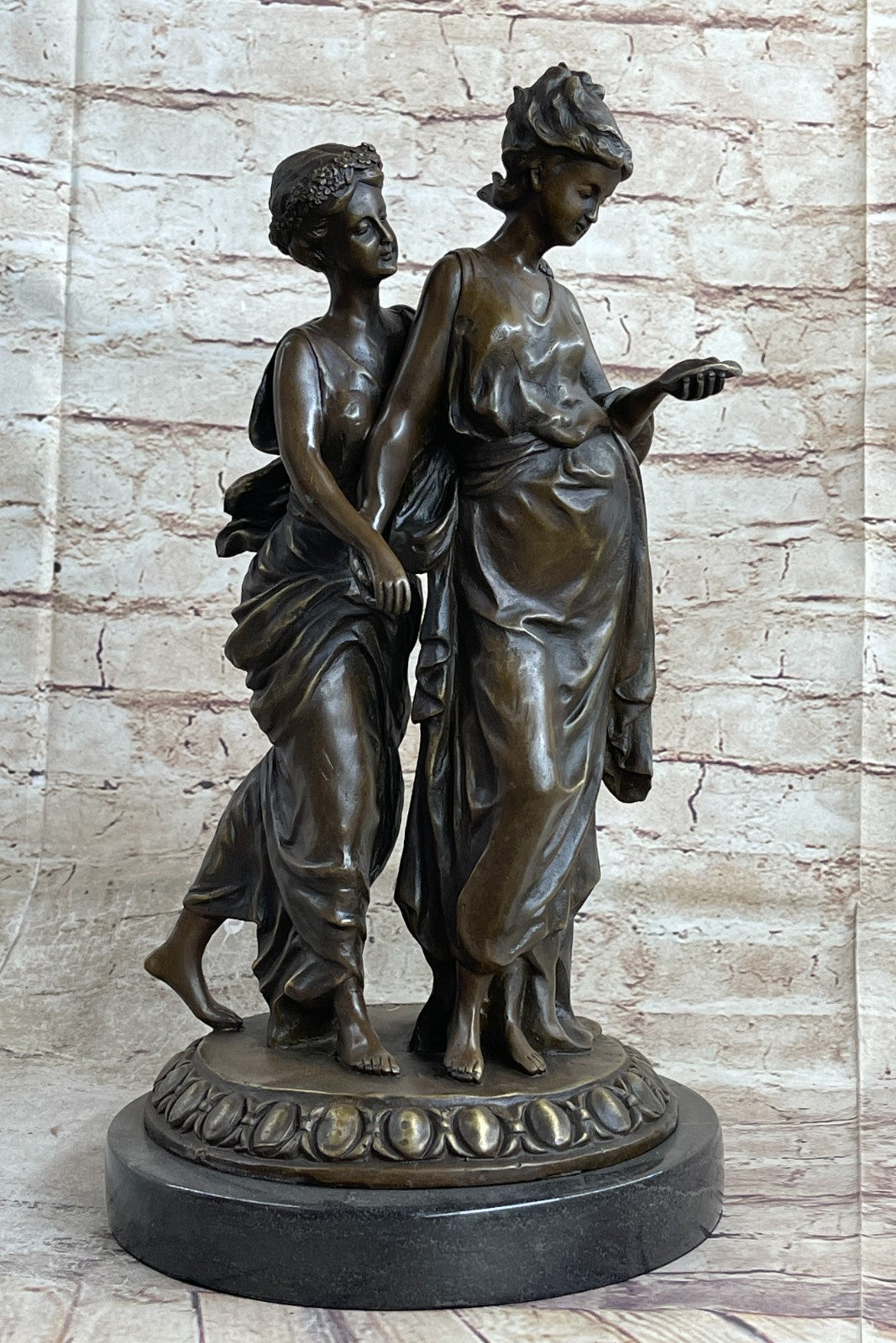 Handcrafted bronze sculpture SALE Marble Women Grecian Ancient Original Signed