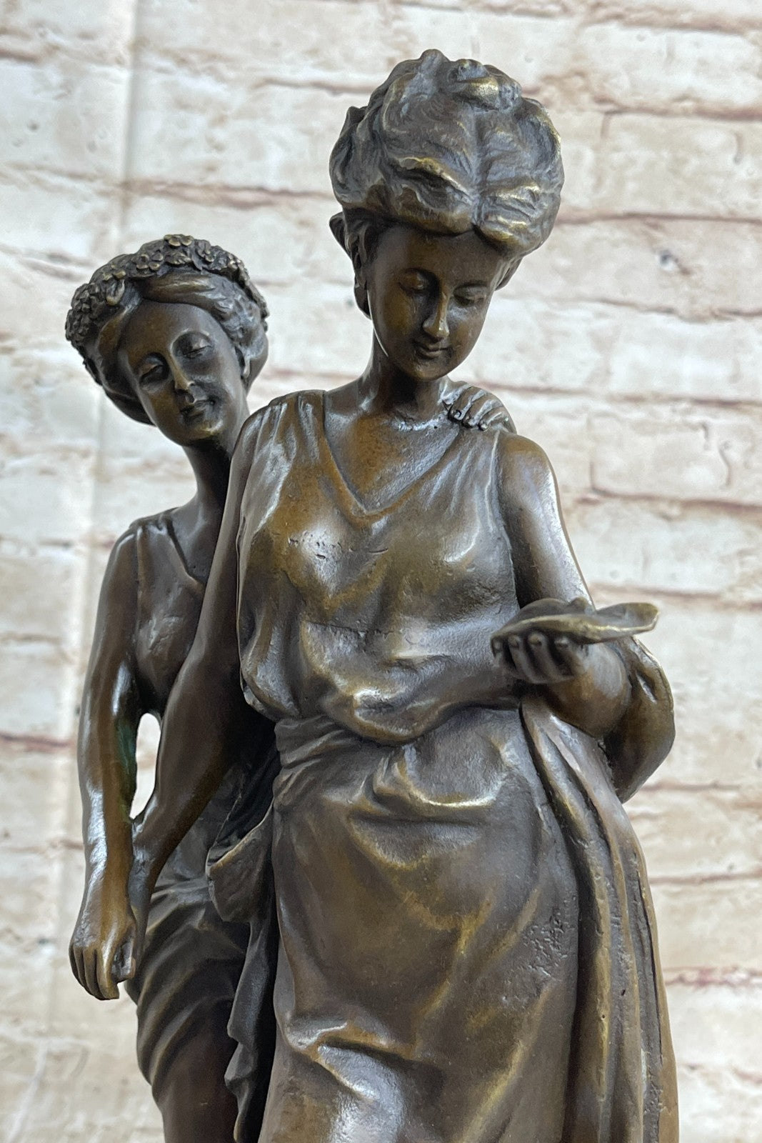 Handcrafted bronze sculpture SALE Marble Women Grecian Ancient Original Signed