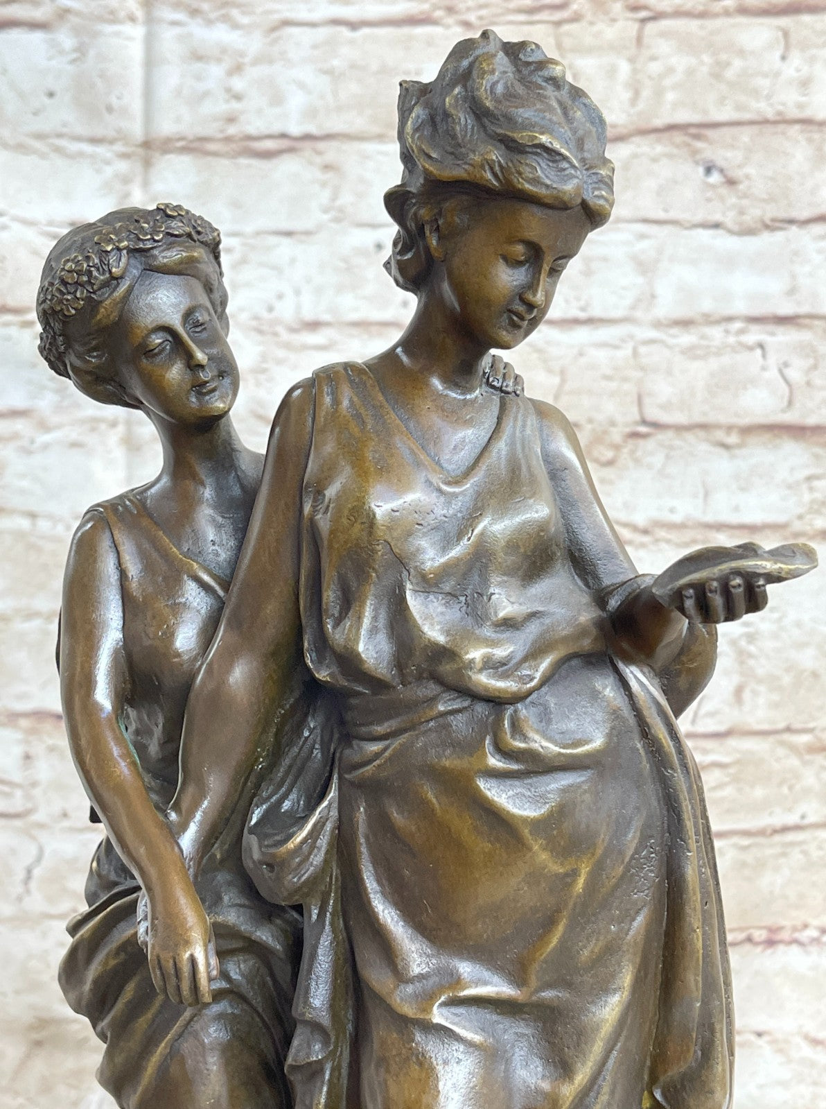 Handcrafted bronze sculpture SALE Marble Women Grecian Ancient Original Signed