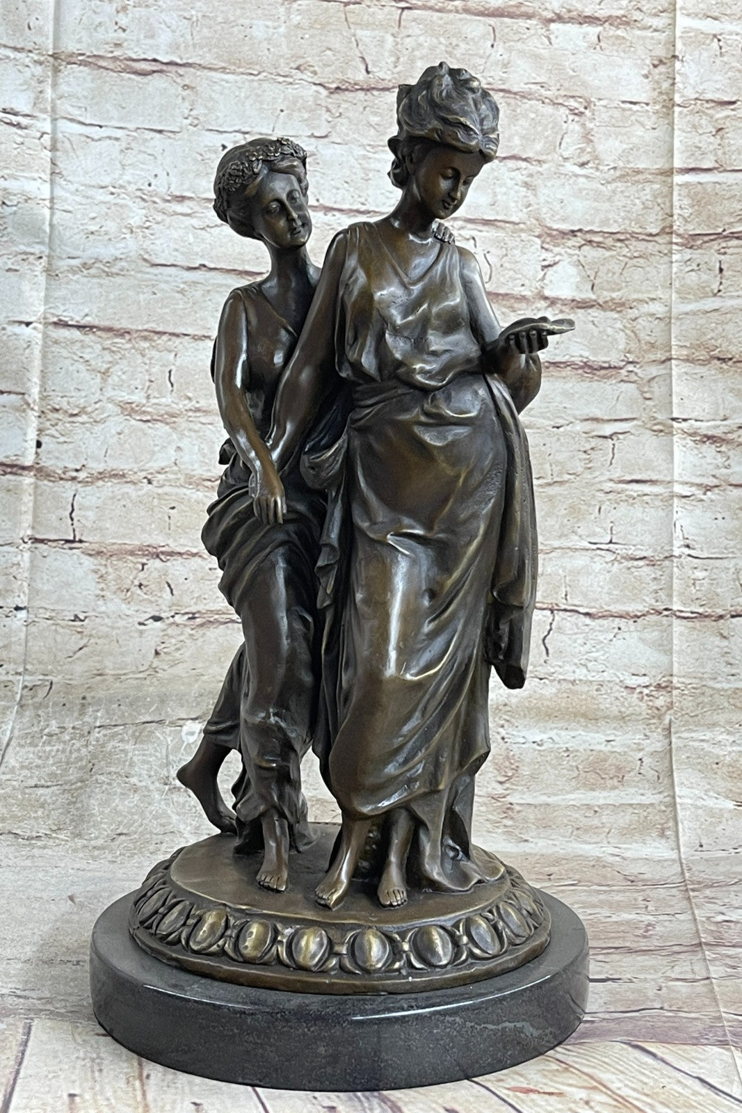 Handcrafted bronze sculpture SALE Marble Women Grecian Ancient Original Signed