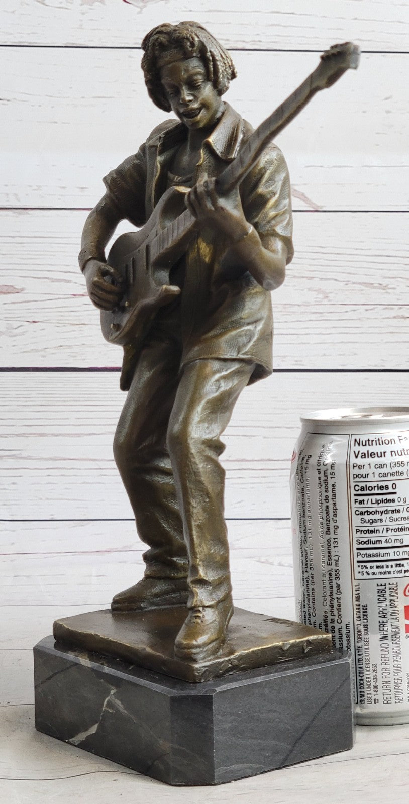 Bronze Sculpture Black Entertainer Jazz Guitar Player Hot Cast Home Decor Sale