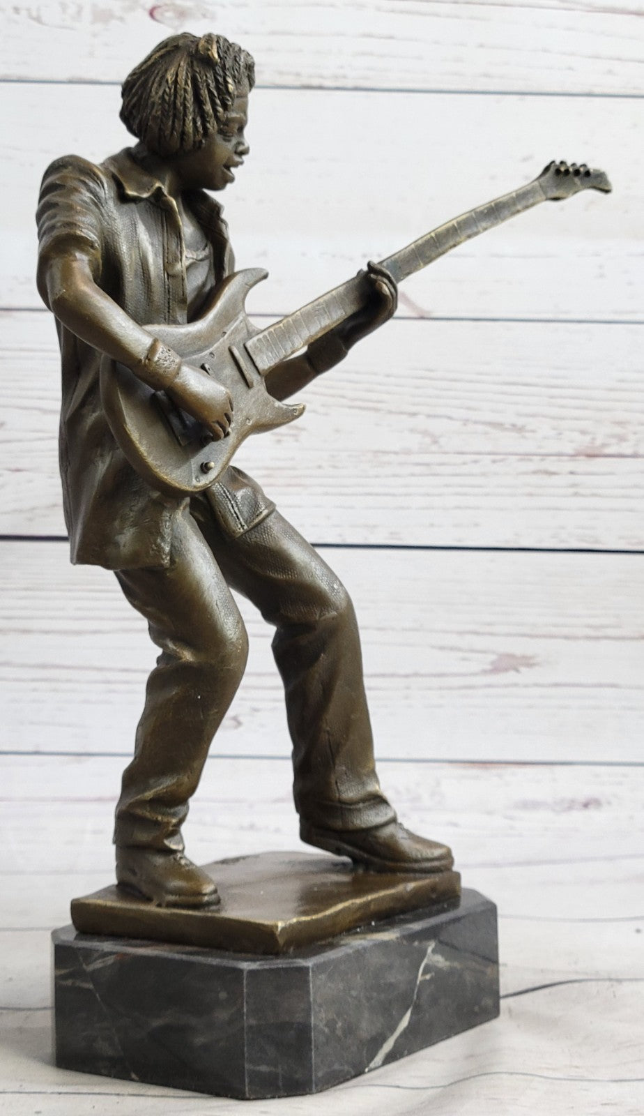 Bronze Sculpture Black Entertainer Jazz Guitar Player Hot Cast Home Decor Sale