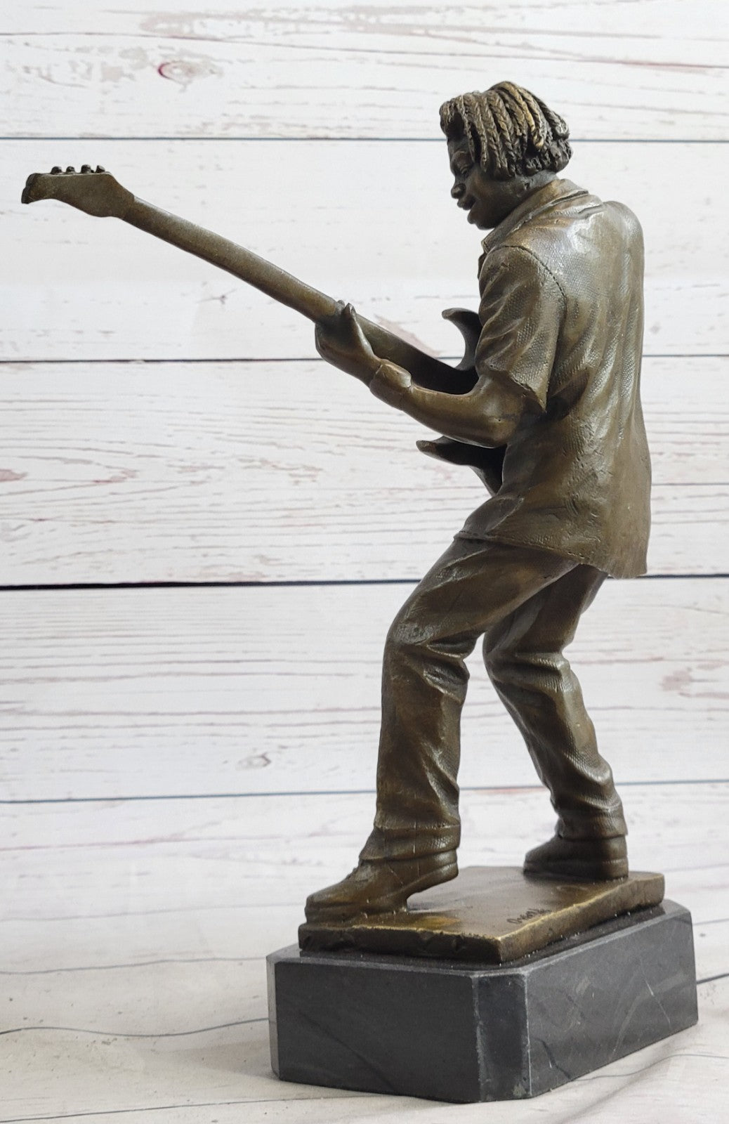 Bronze Sculpture Black Entertainer Jazz Guitar Player Hot Cast Home Decor Sale