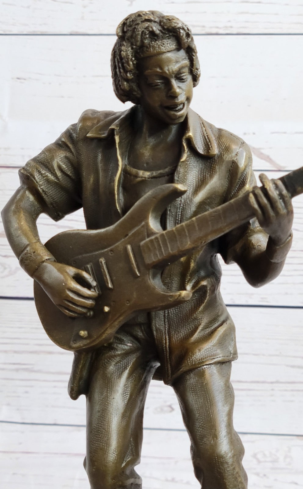 Bronze Sculpture Black Entertainer Jazz Guitar Player Hot Cast Home Decor Sale