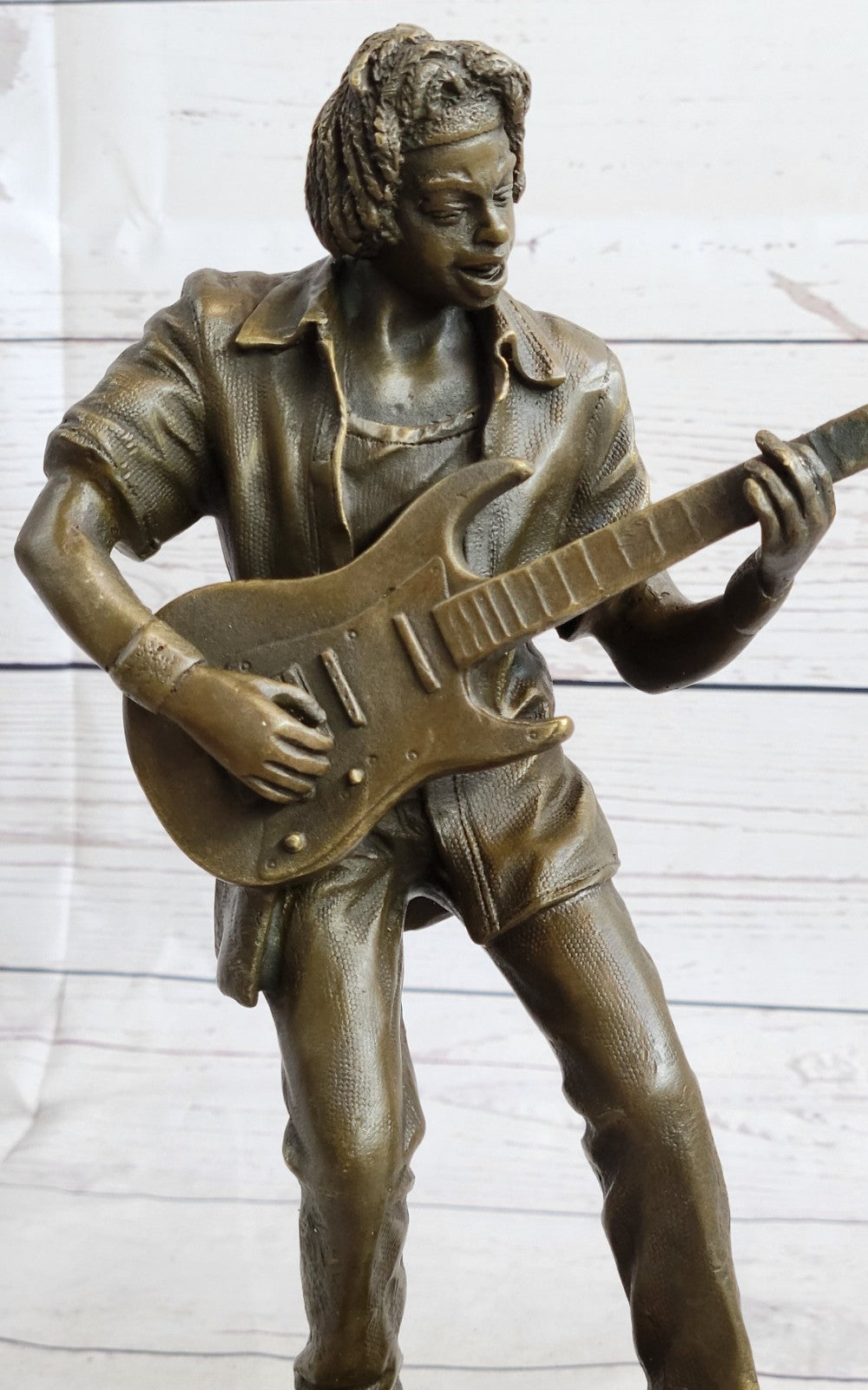 Bronze Sculpture Black Entertainer Jazz Guitar Player Hot Cast Home Decor Sale
