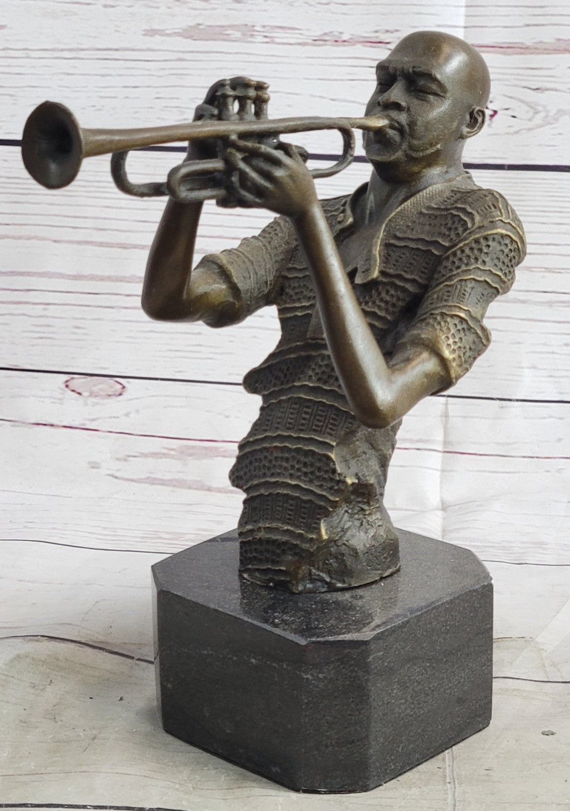 Melodic Masterpiece: Lost Wax Method Bronze Sculpture of a Black Trumpet Player